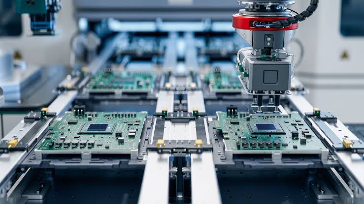 SMT assembly line producing LED driver circuit boards
